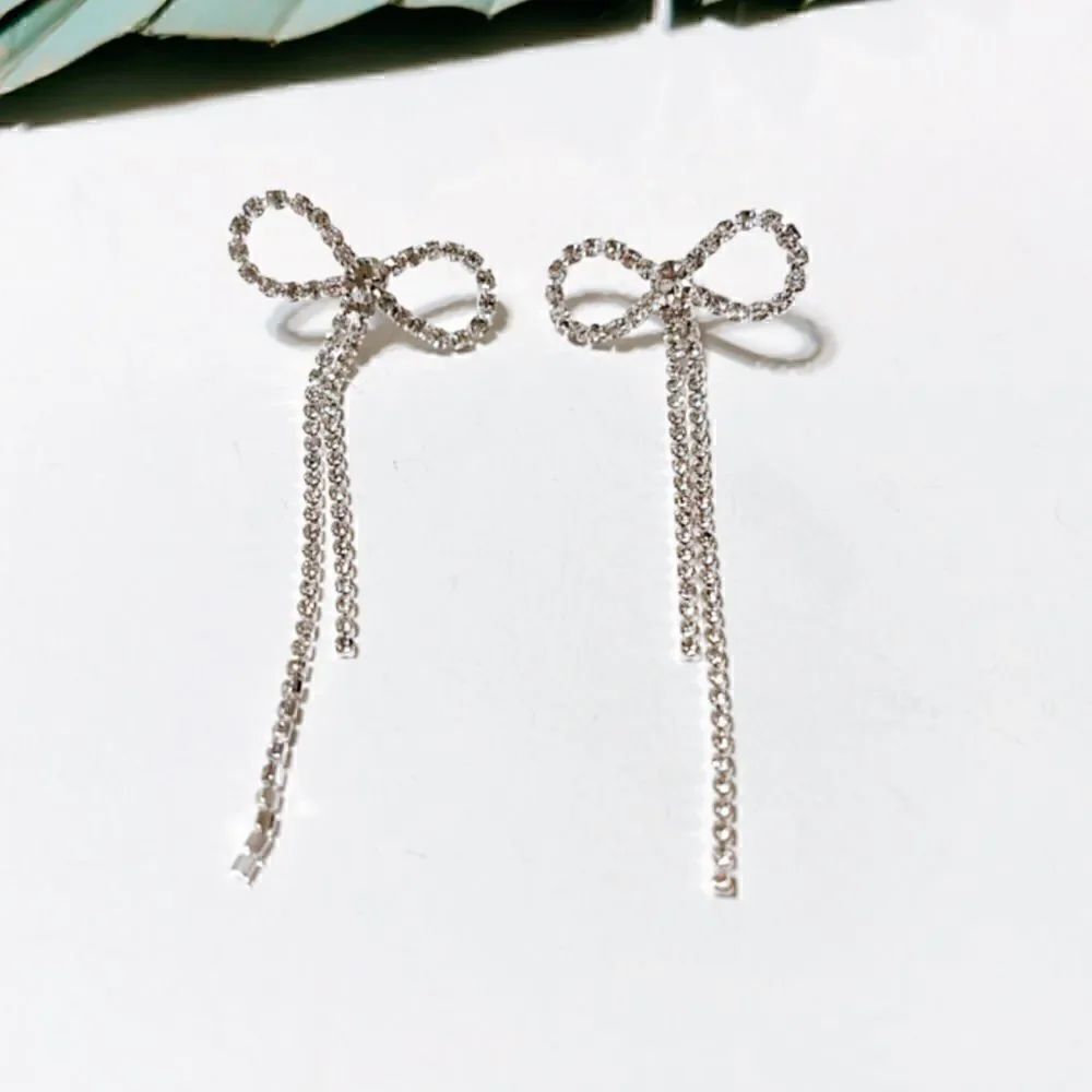 diamond bow earrings  S74